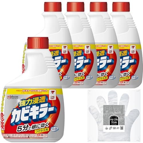 カビキラー カビ取り 付け替え用 400g×5本 手袋つき 洗浄剤 お風呂 掃除 詰め替え 除菌 スプレー 浴槽 まとめ買い
