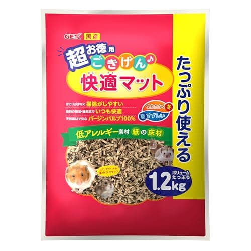 ジェックス ごきげん快適マット 低アレルギー素材 紙の床材 ハムスター・小動物用 超お徳用 1.2kg
