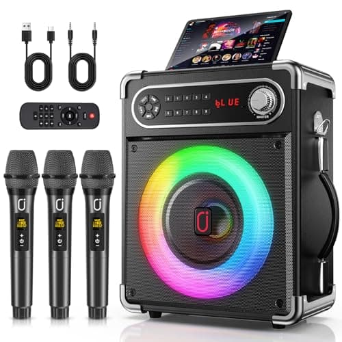 JYX スピーカーセット 拡声器 ワイヤレスマイク3本 Bluetooth 5.0対応 高低音強化機能搭載 充電式 ポータブル ホームパーティー、カラオケ、街頭スピーチ、会議 、学校行事、セミナー、室外、防災、路上ライブ、イベントなどに適用