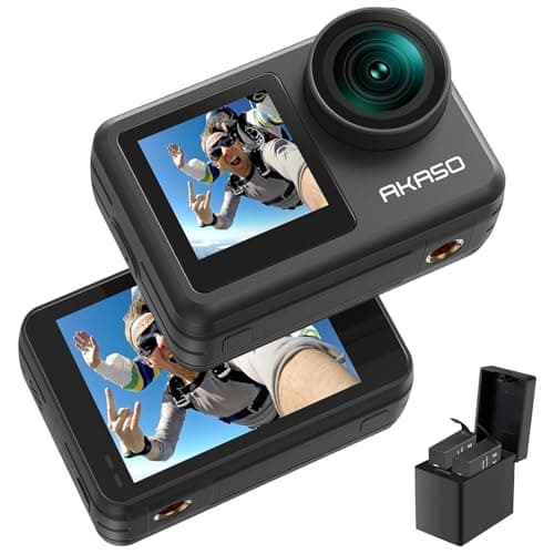 AKASO Brave 7 LE アクションカメラ 4K60fps 20MP IPX7本機防水 40M防水 水中カメラ 六軸手ぶれ補正 アクションカム デュアルカラー タッチパネル式 タイムラプス WiFi/Type-C外部マイク対応 1350mAhバッテリー2個