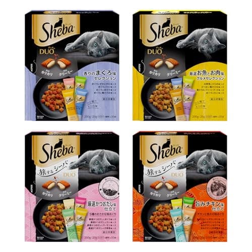 シーバ デュオ 成猫用 4種バラエティ しあわせ香るセレクション 200g×4箱 ドライフード 猫 おやつ 総合栄養食 キャットフード 小分け