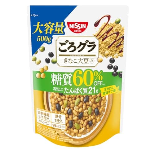 【Amazon.co.jp限定】日清シスコ ごろグラ糖質60%オフきなこ大豆 500g×6袋