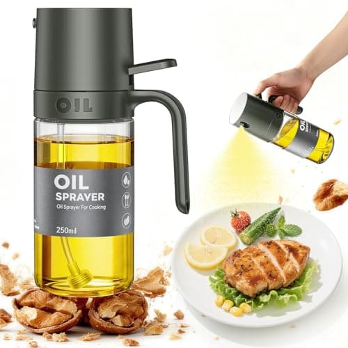 オイルスプレー オリーブオイル 【日本JFSL370認証】 スプレーボトル 250ml 霧吹き 耐熱ガラス オイル噴射管付属フィルター 液だれしない 垂れない 残油ゼロ設計 醤油 油スプレー 料理用 キッチン用具 食用油 (グレー)