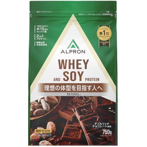 アルプロン (ALPRON Natural) プロテイン 人工甘風味料不使用 ホエイ&ソイ ダブルリッチ チョコレート風味 750g 国内製造