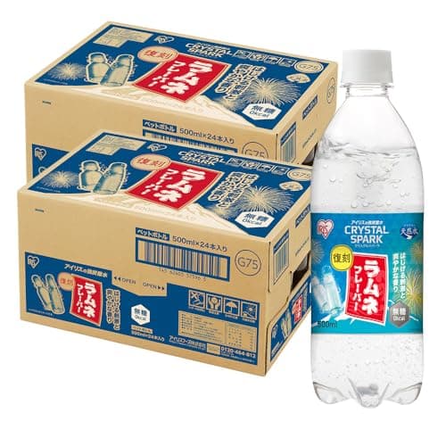 CRYSTAL SPARK(クリスタルスパーク) 炭酸水 500ml ×48本 ラムネフレーバー 無糖 強炭酸水 アイリスオーヤマ ペットボトル ケース 500ミリリットル ボトル 割り材