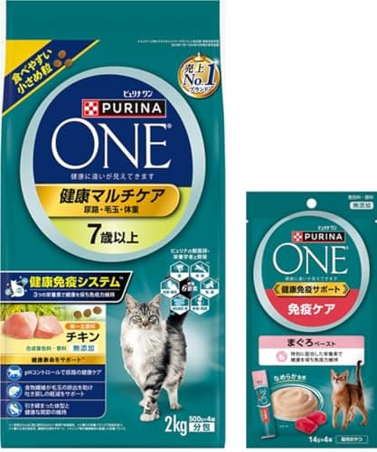 【特典付】ピュリナワン ドライ 健康マルチケア 7歳以上 チキン 2kg (500gx4袋)+おやつ 健康免疫サポート 免疫ケア 56ｇ