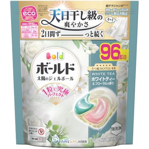 ボールド ジェルボール 柔軟剤入り【大容量】96個 ホワイトティー&フローラルの香り 洗濯洗剤 詰め替え