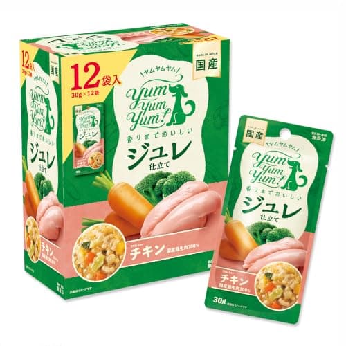 ヤムヤムヤム ドッグフード ウェットタイプ ジュレ仕立て チキン 30g × 12袋 まとめ買い 国産 無添加 トッピング 使い切り yum