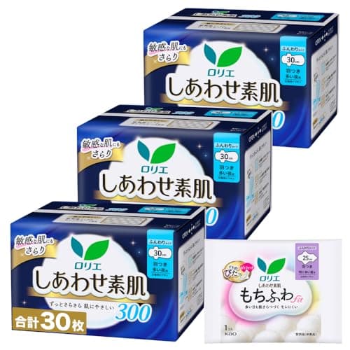 ロリエ しあわせ素肌 多い夜用 羽つき 30cm 10コ入×3セット(30コ)+おまけ付き 【Amazon.co.jp限定】