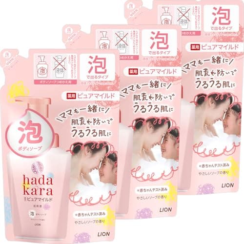 hadakara(ハダカラ) [医薬部外品] ボディーソープ 泡タイプ 薬用ピュアマイルド やさしいソープの香り 保湿 低刺激処方 詰め替え 440ml×3個