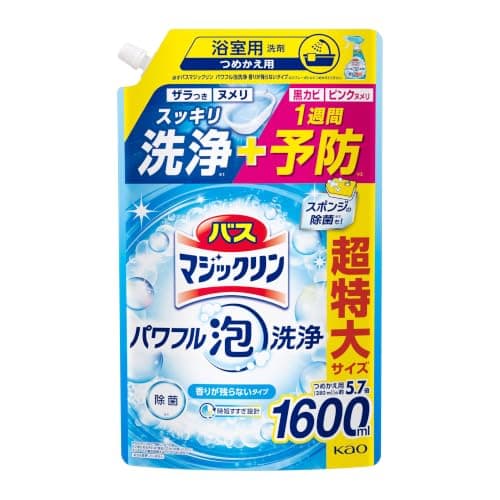 バスマジックリン パワフル泡洗浄 香りが残らないタイプ つめかえ用 大容量1600ml