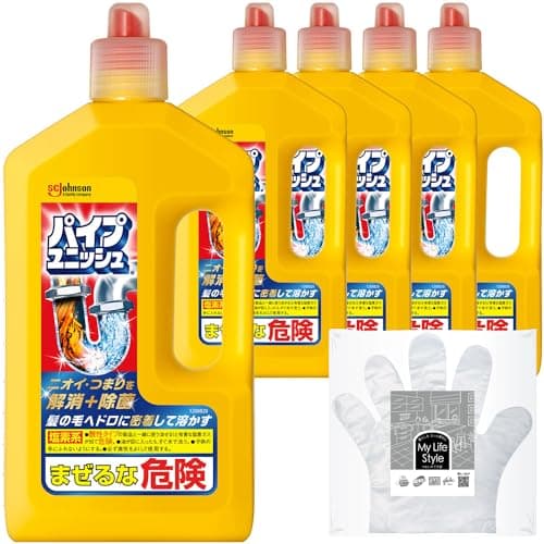 パイプユニッシュ パイプクリーナー 液体タイプ 800g×5本 お掃除用手袋付き パイプ掃除 お風呂 排水溝 排水口 洗浄 洗面台 シンク 詰まり 洗浄 大容量 まとめ買い