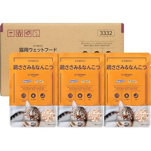 by Amazon はごろも 無一物 水煮 パウチ 鶏ささみ&なんこつ 【国産】 40g × 30個 - キャットフード ウェット ケース販売
