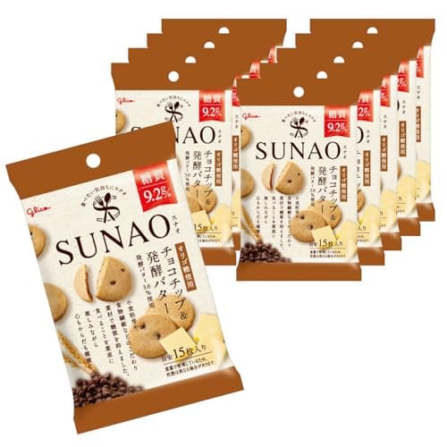 SUNAO(スナオ) チョコチップ&発酵バター 31g×10個 江崎グリコ お菓子 おかし ビスケット クッキー ロカボ おから 1枚あたり糖質9.2g