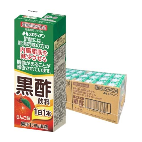 メロディアン[公式]黒酢りんご【機能性表示食品】200ml×24本