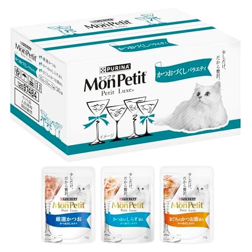 モンプチ プチリュクス パウチ かつおづくしバラエティ 36袋入 【Amazon.co.jp限定】 キャットフード ウェット