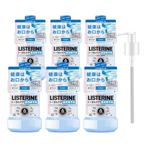 LISTERINE(リステリン) トータルケア歯周クリア 1000ml×6本+ポンプ マウスウォッシュ 液体歯磨 口臭 歯周病 予防 低刺激 医薬部外品 薬用 ノンアルコール マイルドミント味 【ケース販売 ポンプ付き】