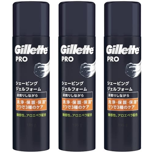 Gillette 【まとめ買い】 ジレット PRO (プロ) シェービングジェルフォーム 195g × 3個 髭剃り カミソリ 男性