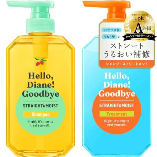 Diane(ダイアン) シャンプー&トリートメント 【ストレート＆モイスト】 本体400ml×2 [ティー&ムスクの香り] ハロー ダイアン グッバイ カラーリング ブリーチ髪 保水 ツヤ まとまり
