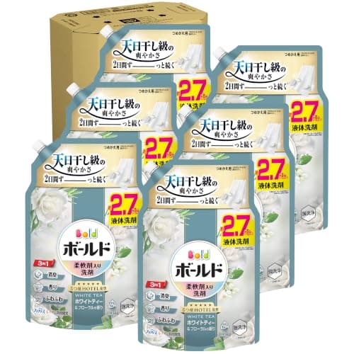 ボールド 液体【ケース品】大容量 1950g×6袋 ホワイトティー＆フローラルの香り 柔軟剤入り 洗濯洗剤 詰め替え