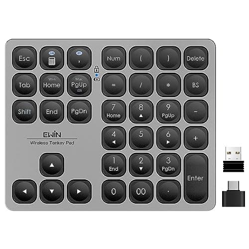 Ewin テンキー Bluetooth5.2 / 2.4G接続 2台接続 テンキー ワイヤレス 数字キーボード Bluetoothキーボード