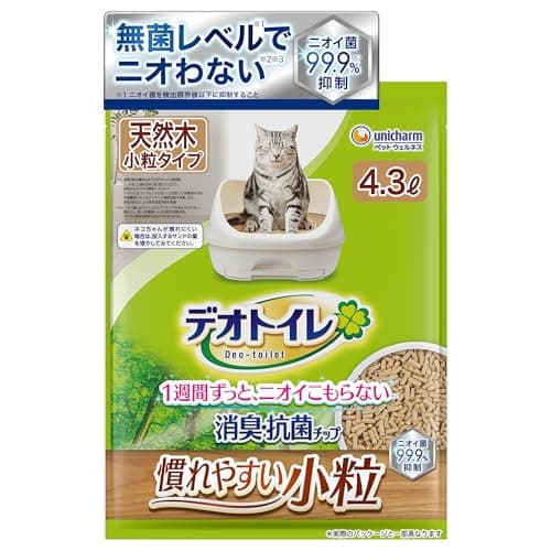 デオトイレ 消臭・抗菌サンド 慣れやすい天然木チップ 小さめの粒 猫砂 4.3L 猫 Amazon.co.jp限定