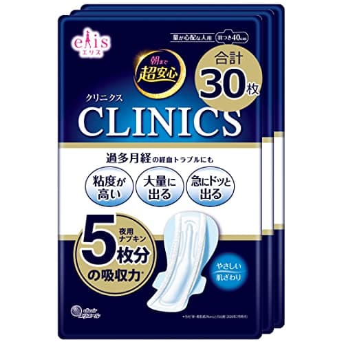 エリス 朝まで超安心 クリニクス 羽つき 40cm 30枚 量が心配な人 ナプキン 【Amazon.co.jp限定】 まとめ買い