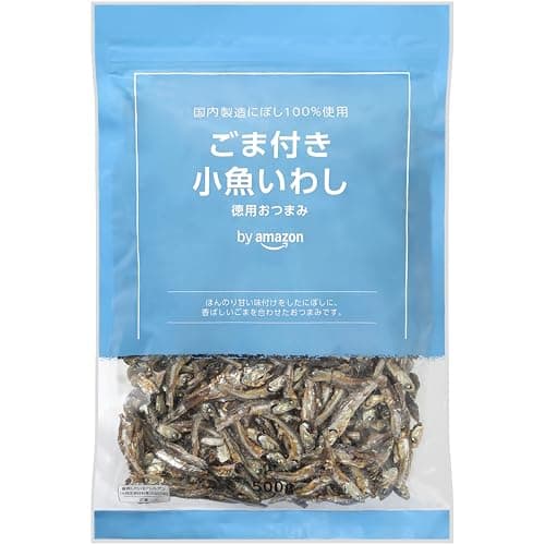 by Amazon ごま付き小魚いわし 500g 大容量 チャック付き袋 国産いわし使用