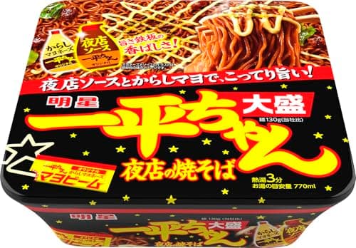 明星 一平ちゃん夜店の焼そば 大盛[12個入、カップ麺、旨さ鉄板の香ばしさ！、からしマヨ、175g