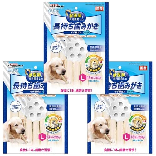 ドギーマン ホワイデント 長持ち歯みがき ギザ棒ガム L 13本×3袋 犬用