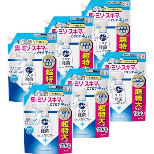 キュキュット 【ケース販売】【大容量】 CLEAR泡スプレー 微香性(グレープフルーツの香り) つめかえ用 1250ｍｌ×6個 【Amazon.co.jp限定】