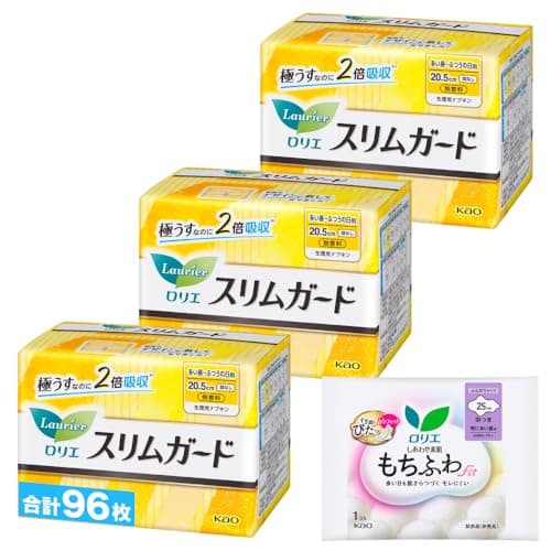ロリエ スリムガード 多い昼~ふつうの日用 羽なし 20.5cm 32コ入×3個 おまけ付き 【Amazon.co.jp限定】