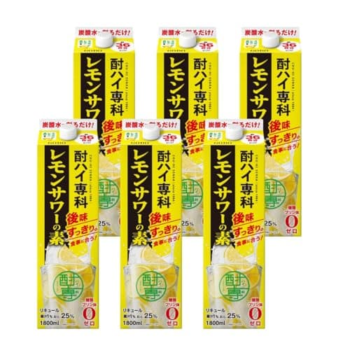 【甘さ控えめ】 合同酒精 酎ハイ専科 レモンサワーの素 [ 濃縮カクテル 25度 1800mlパック×6本 ]