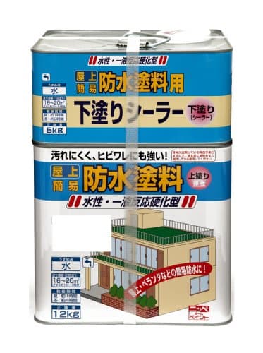 ニッペ(Nippe) ペンキ 塗料 水性屋上防水塗料セット 17kg グレー 水性 つやなし 防じん すべり止め剤配合 屋外 日本製 4976124246159