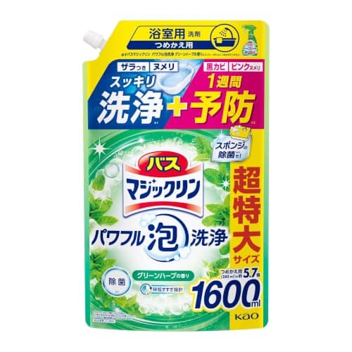 バスマジックリン パワフル泡洗浄 グリーンハーブの香り つめかえ用 大容量1600ml