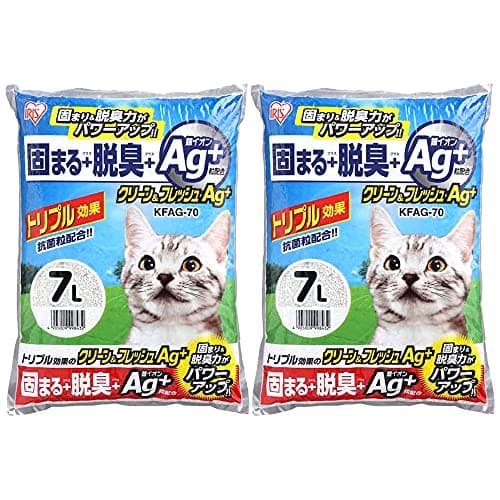 アイリスオーヤマ 猫砂 クリーン&フレッシュ Ag+ 脱臭効果 7L×2袋 (まとめ買い)