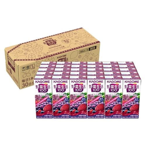 野菜生活 カゴメ 野菜生活100 ベリーサラダ 200ml紙パック×30本 毎日1本30日分 砂糖不使用 鉄分 ポリフェノール 【Amazon.co.jp限定】