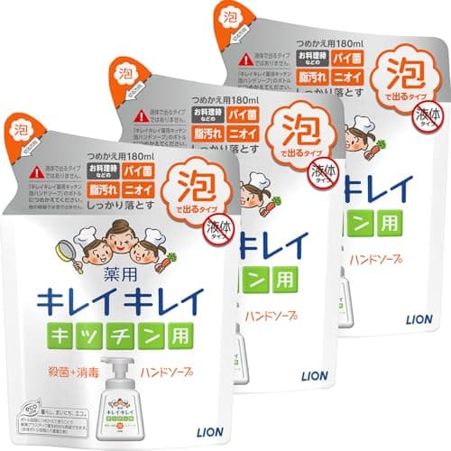 キレイキレイ [医薬部外品] 薬用 キッチン 泡ハンドソープ 詰め替え 180ml ×3個 殺菌