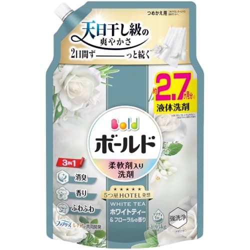 ボールド 液体【大容量】1950g ホワイトティー＆フローラルの香り 柔軟剤入り 洗濯洗剤 詰め替え