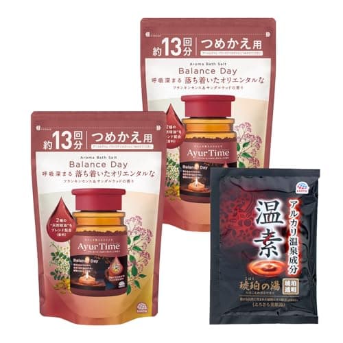 アーユルタイム バランスデイ バスソルト フランキンセンス&サンダルウッドの香り つめかえ用 520g 天然精油×2+温素 1包 【Amazon.co.jp限定】