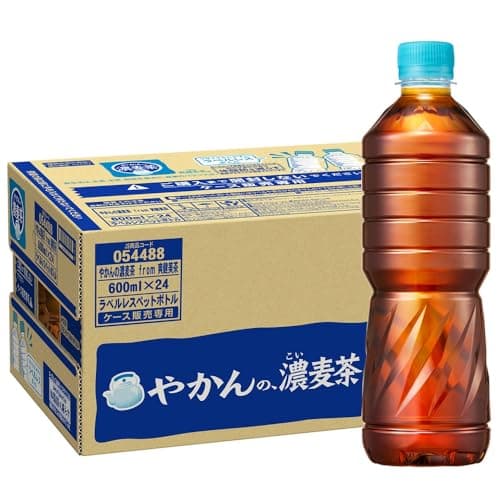 [機能性表示食品]コカ・コーラ やかんの濃麦茶 from 爽健美茶 ラベルレス 600ml PET ×24本 [ノンカフェイン]