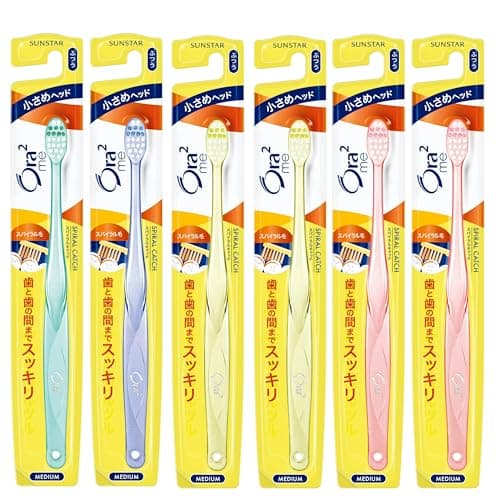 Ora2(オーラツー) ミー 歯ブラシ スパイラルキャッチ [コンパクトヘッド ふつう] 6本パック まとめ買い ※色は選べません