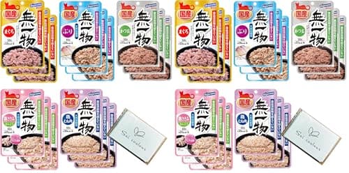 猫 無一物 パウチ 計15袋 (5種) セット (まぐろ かつお 鶏むね肉 ぶり 鶏ささみなんこつ) 猫ウェットフード 餌 ウェットフード キャットフード Soicouluer限定ポケットティッシュ付き
