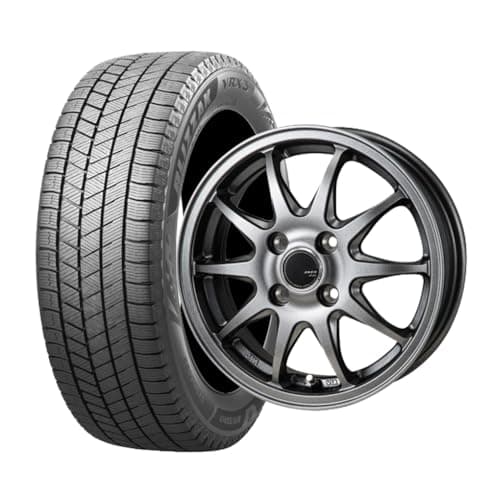 ブリヂストン(BRIDGESTONE)【スタッドレスタイヤ・ホイール 4本セット】 155/65R14 75Q BLIZZAK VRX3 & 14×4.5J PCD100/4H +45 ZACK JP-202 ブラックシルバー