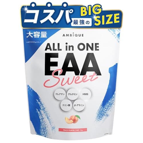 アンビーク オールインワンEAA ピーチ 1kg×1個 BCAA クレアチン グルタミン L-リジン HMB 必須アミノ酸9種 国産