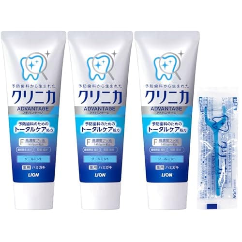 【Amazon.co.jp限定】クリニカ アドバンテージ [医薬部外品] ハミガキ クールミント 130g×3個+フロス付き 歯磨き粉 高濃度フッ素 (1450ppm配合) ムシ歯 歯垢除去