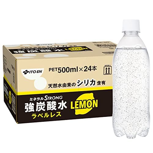 【Amazon.co.jp限定】 ミネラルストロング 伊藤園 ラベルレス 強炭酸水 レモン 500ml×24本 シリカ含有