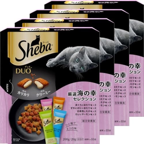 シーバ デュオ 成猫用 厳選海の幸セレクション 200g(20g×10袋)×4箱 ドライフード おやつ カリカリ 総合栄養食 キャットフード 小分け