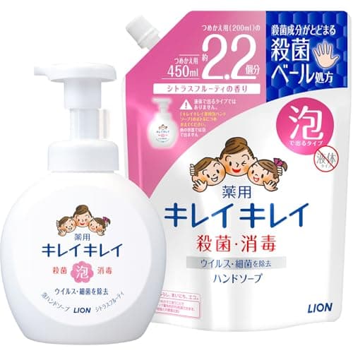 キレイキレイ [医薬部外品] 薬用 泡ハンドソープ シトラスフルーティの香り 本体大型ポンプ 500ml+詰め替え 450ml 殺菌