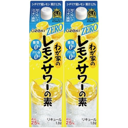 【甘くない】大関 わが家のレモンサワーの素 ZERO [大容量 糖類ゼロ プリン体ゼロ 無糖] 1800ml×2本